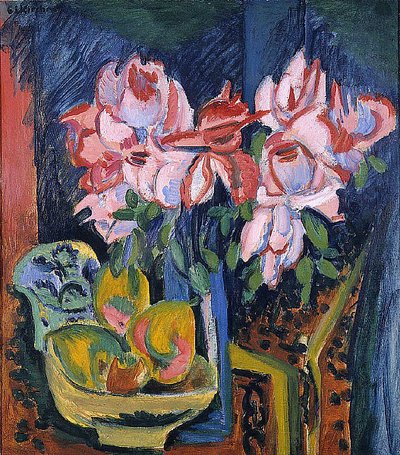 Pink Roses by Ernst Ludwig Kirchner